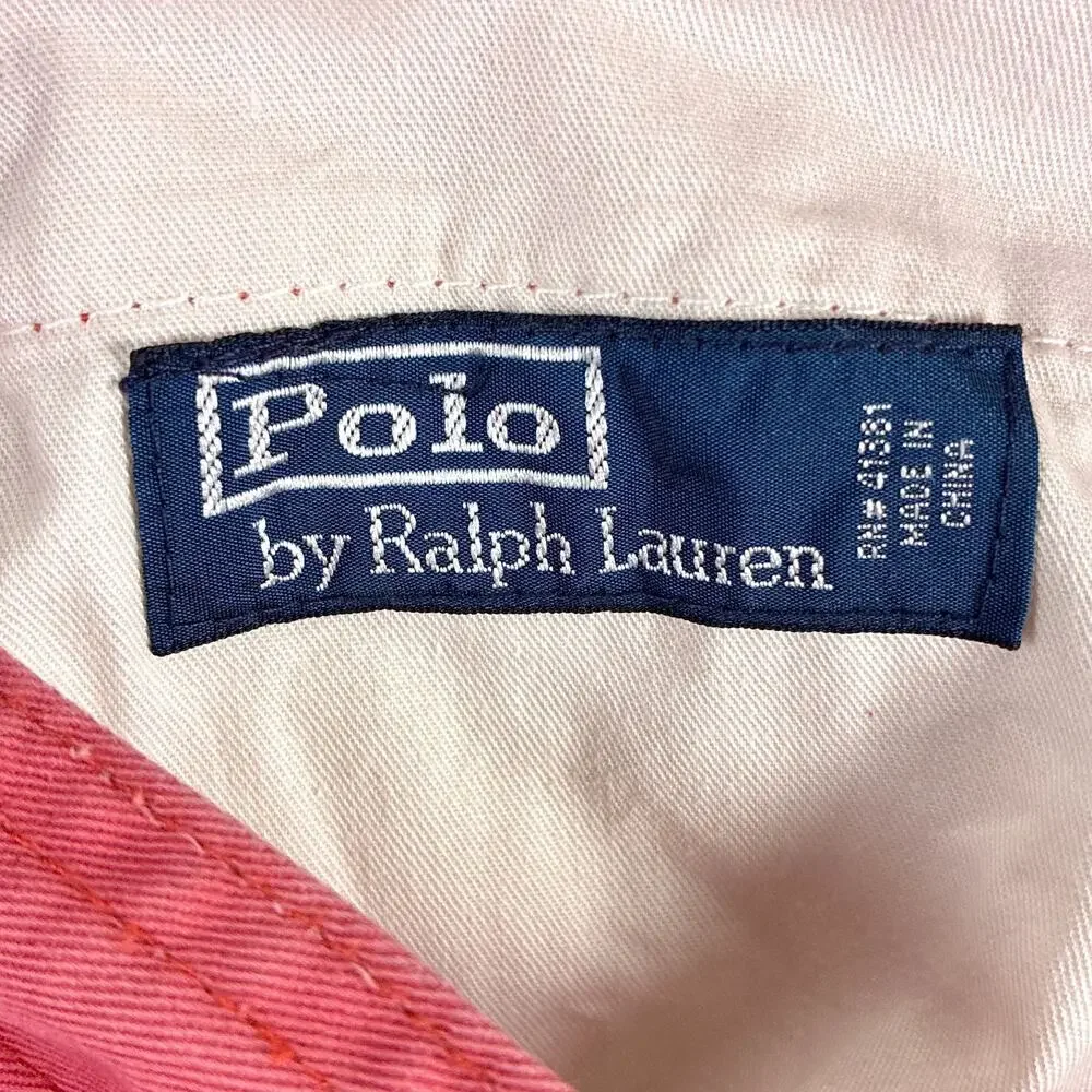 VTG Polo Ralph Lauren Cargo Shorts Mens 36 Coral Pink Twill Baggy Preppy Y2K